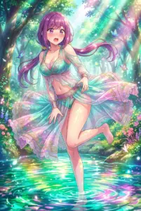 【双見 奈々】幻想的な森で水辺の輝き
