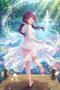 【双見 奈々】水辺の楽園、可憐な夏の輝き