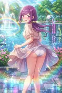 【双見奈々】噴水公園ではにかむひらりスカート