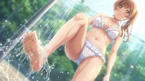 Hazama Mizuki: Refreshing Bikini Shower to Wash Off Sand