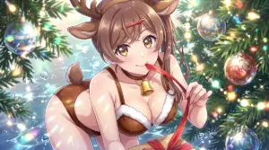 【間 瑞希】クリスマスムードで魅せる水着トナカイ