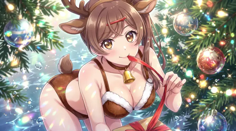 【間 瑞希】クリスマスムードで魅せる水着トナカイ