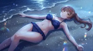 Mizuki Hazama: Sparkling Night Beach Dream in a Blue Bikini
