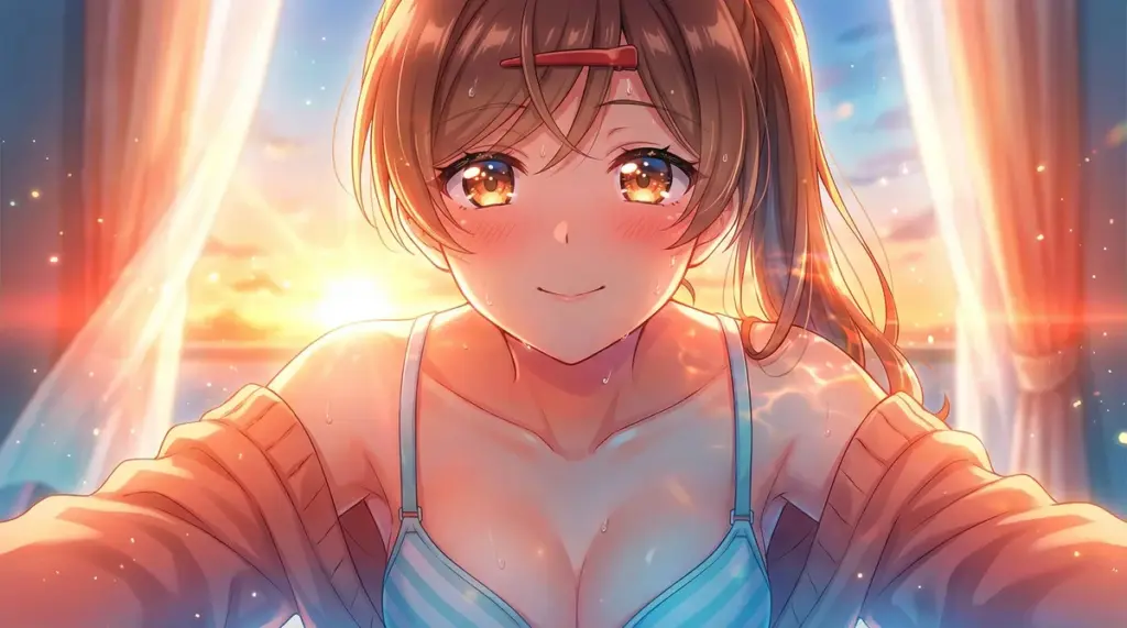 【間 瑞希】夕焼けに染まる汗ばむ笑顔の瑞希