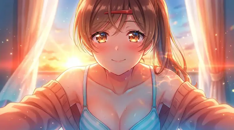 【間 瑞希】夕焼けに染まる汗ばむ笑顔の瑞希