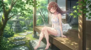 Mizuki Hazama: Wet & Serene by a Japanese Hot Spring Garden