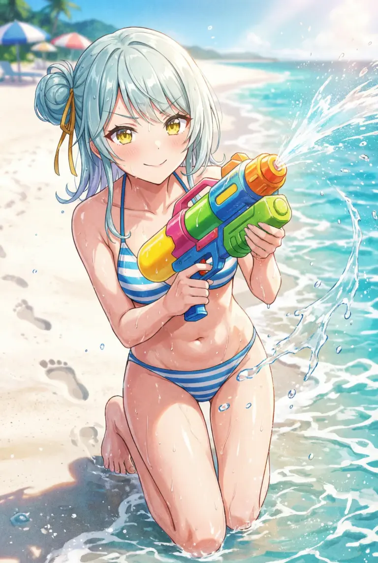 【小柳 香穂】ビーチで水鉄砲！弾ける笑顔の夏