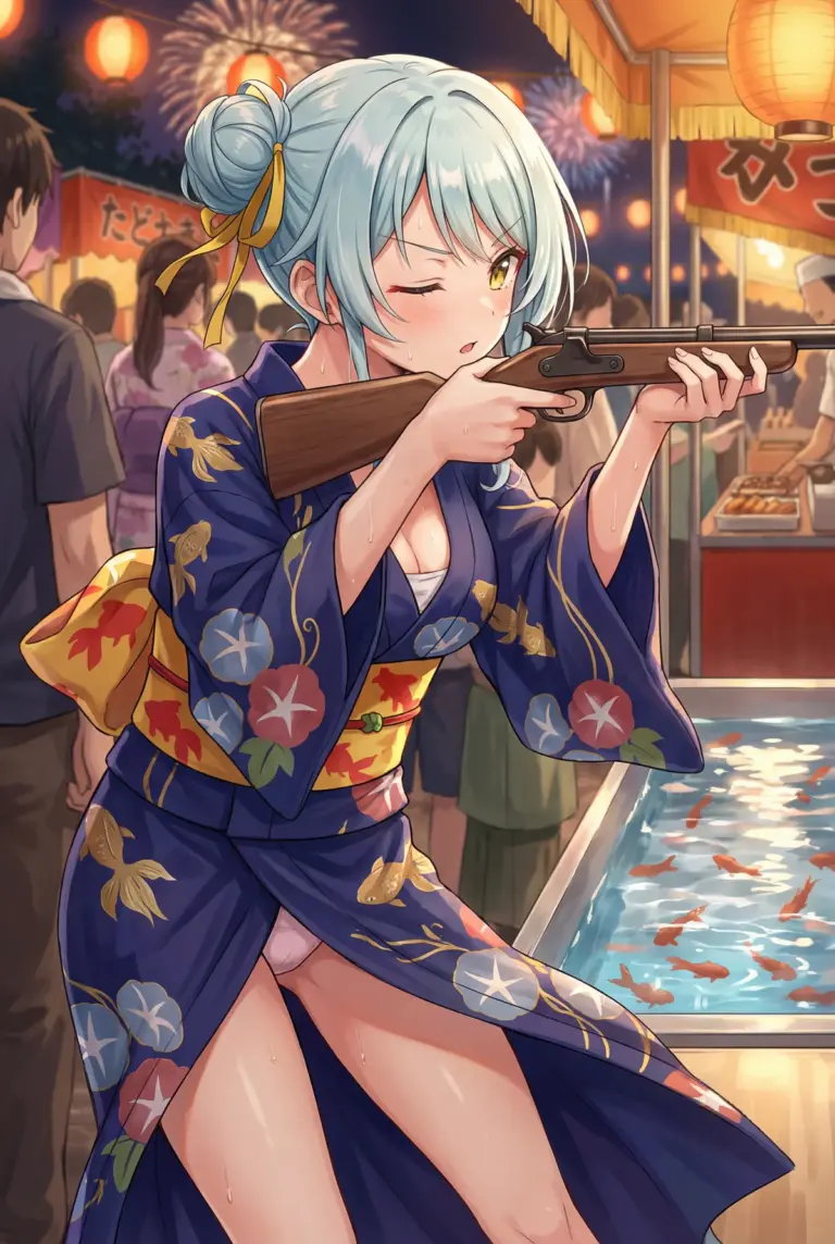 【小柳 香穂】夏祭り！浴衣で射的に集中する香穂