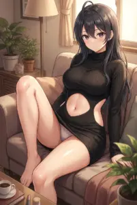 【君嶋 綾乃】お家でのドキドキ黒ニット姿