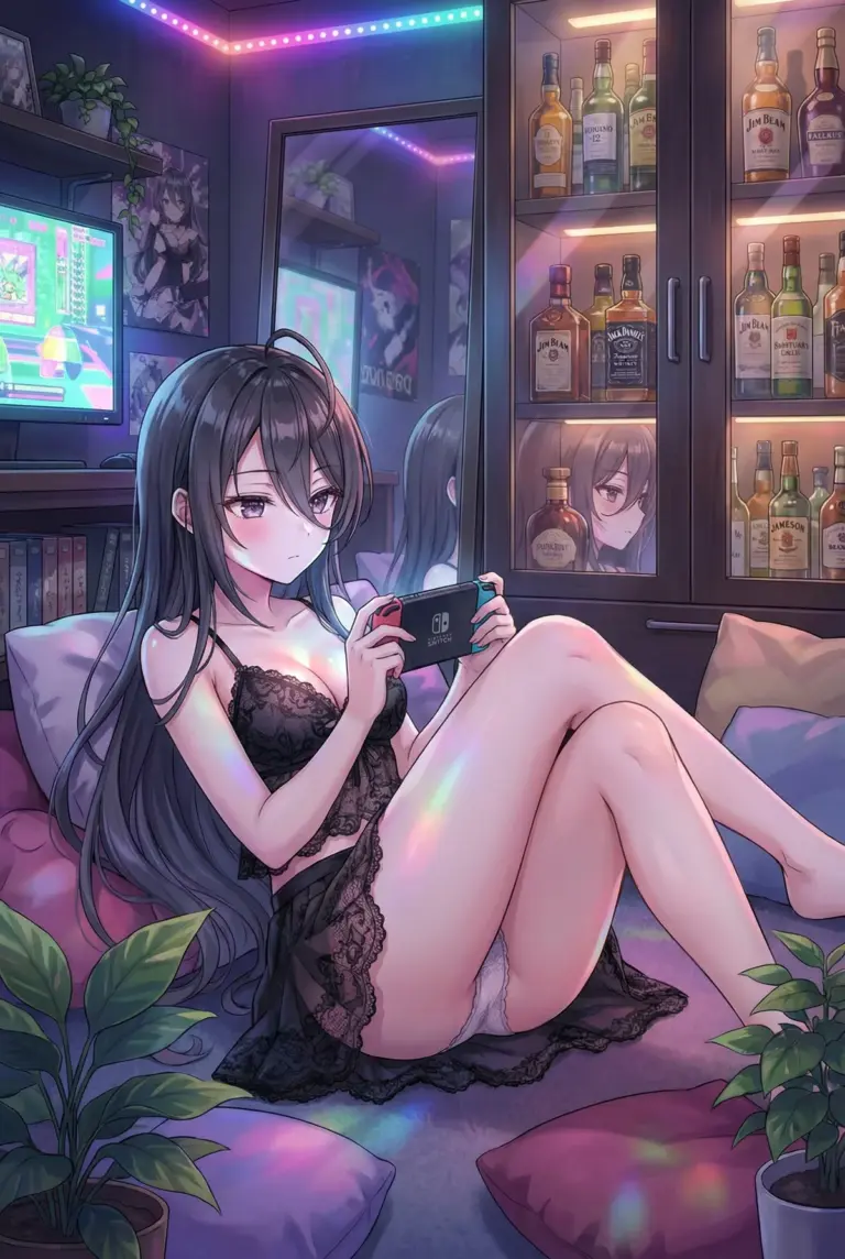 【君嶋綾乃】レース下着で夜更かしゲーム