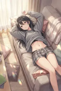 Ayano Kimishima: Relaxing on the Sofa in Golden Sunlight