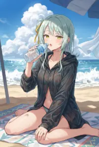 【小柳 香穂】夏の海辺で水分補給！