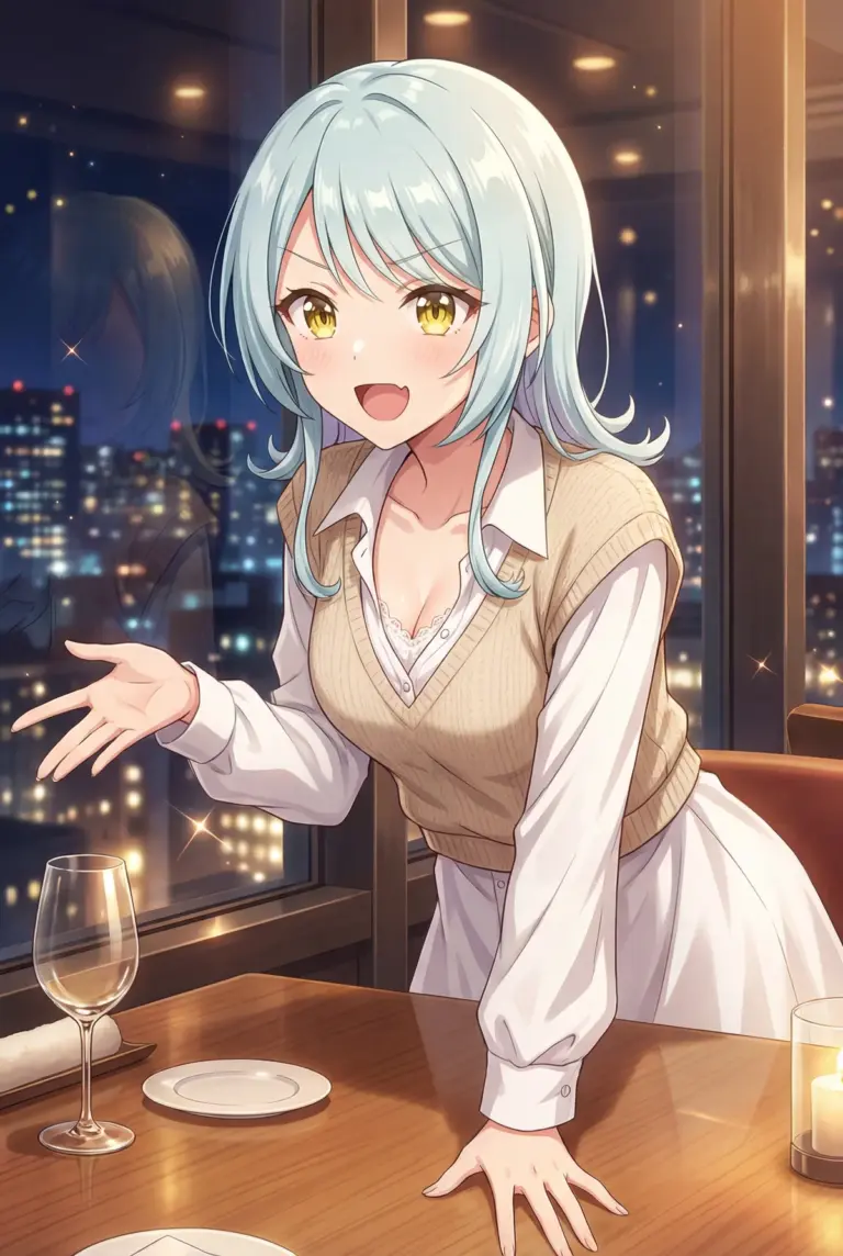 【小柳香穂】夜景を望むレストランでの特別な時間