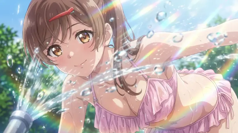 【間 瑞希】水着姿で水遊び、夏の輝き