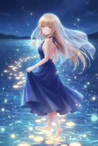 【椎名真昼】星降る夜、水面を歩む天使の微笑み