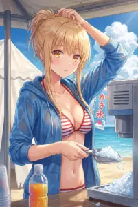 【椎名真昼】海辺の天使様！水着でかき氷準備中