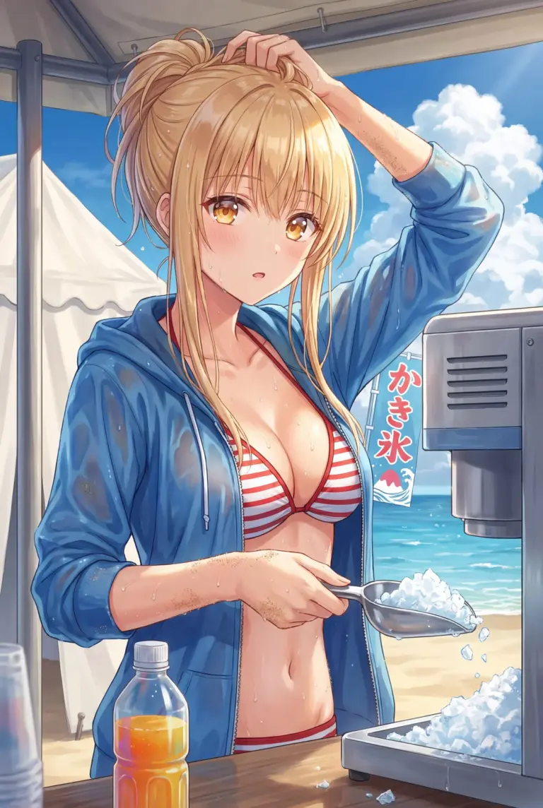 【椎名真昼】海辺の天使様！水着でかき氷準備中