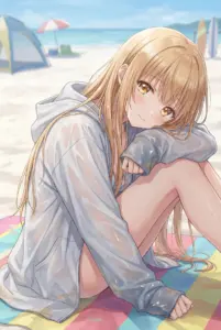 【椎名真昼】夏の思い出に浸る浜辺の天使