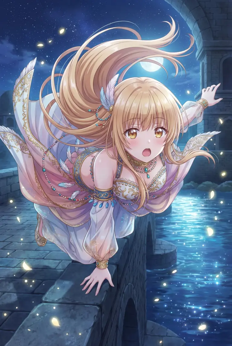 【椎名真昼】月夜の橋で舞い踊る幻想的な姿