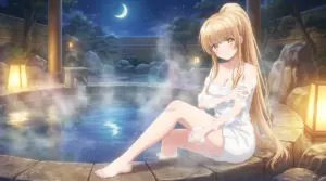 【椎名真昼】月夜の露天風呂で至福のひととき