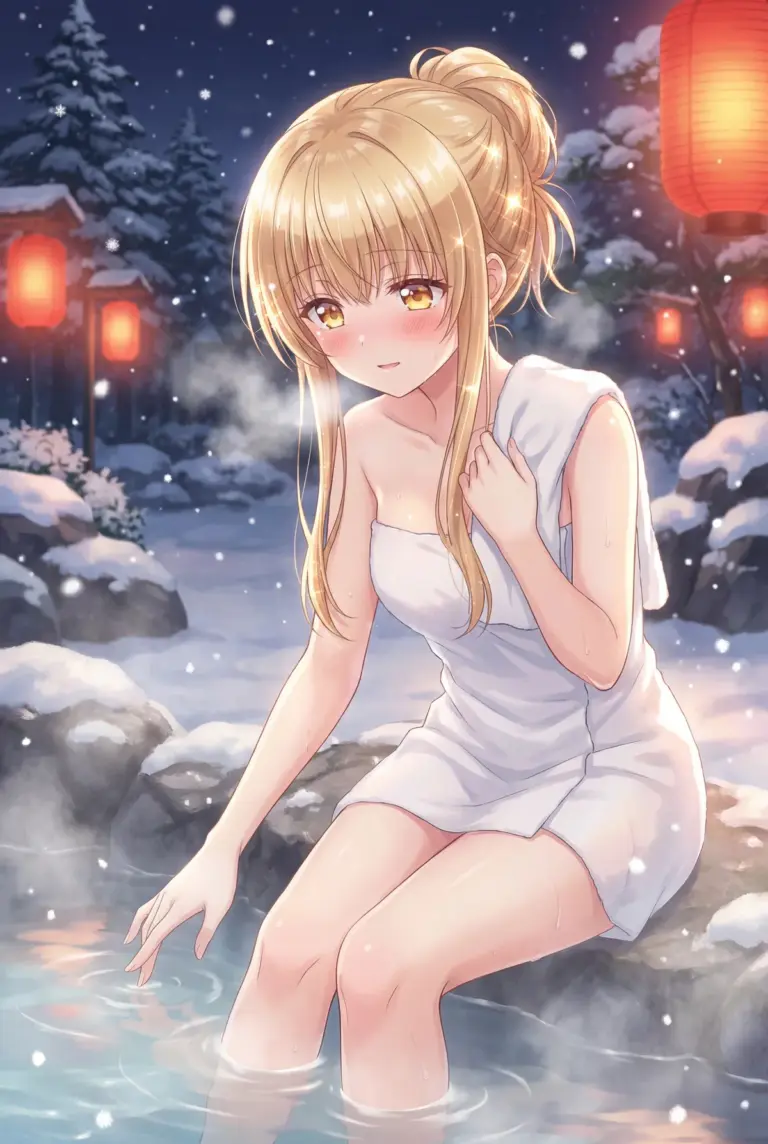 【椎名真昼】雪見露天風呂で頬染める天使様