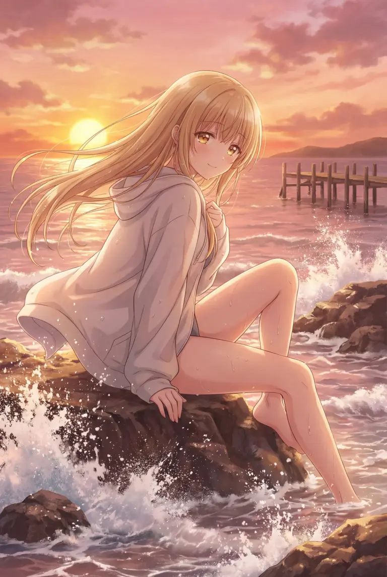 【椎名真昼】夏の夕暮れ、渚の天使が微笑む