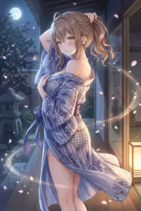 【マーシャ】月夜に舞う桜と艶やか浴衣姿