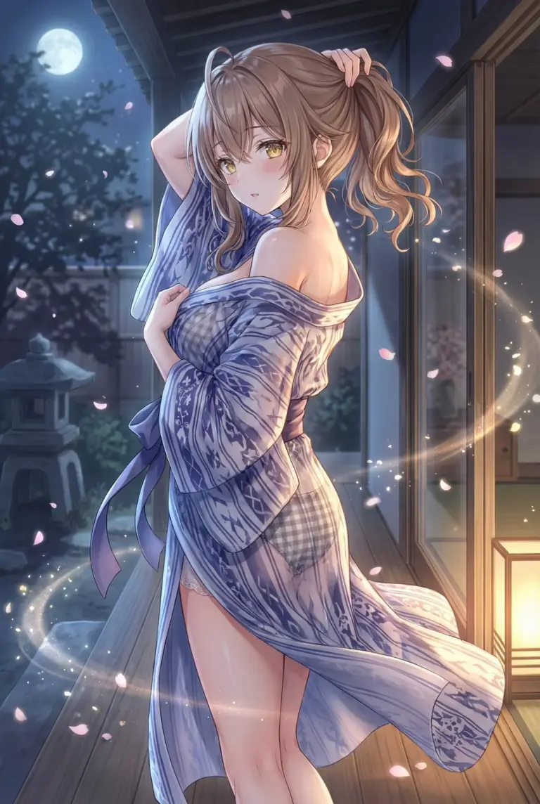 【マーシャ】月夜に舞う桜と艶やか浴衣姿