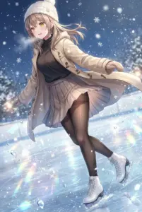 Mariya Kujou: Adorable Ice Skating in a Winter Wonderland