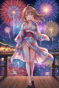 【マーシャ】夏の夜の花火と浴衣姿