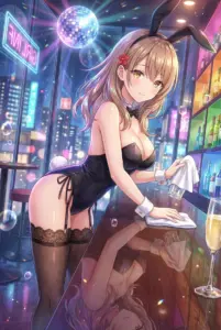 【マーシャ】ネオン輝く夜のバーでバニー姿