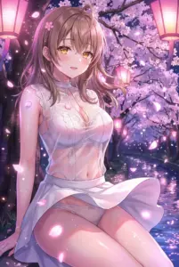 【マーシャ】桜舞う夜、可憐な笑顔とシースルー