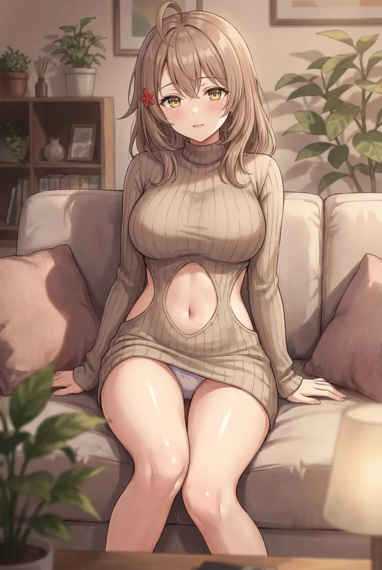 【マーシャ】デレ顔で誘うキーホールニット姿