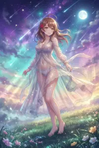 Masha Mikhailovna Kujo: Ethereal Beauty under Shooting Stars