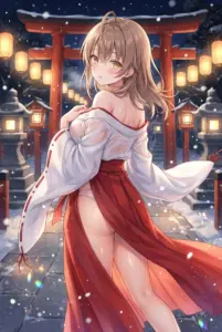 Masha’s Enchanting Snowy Shrine Night: A Hidden Miko