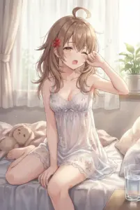Masha Kujo’s Sleepy Morning Charm: Cute in Her Sheer Nightgown