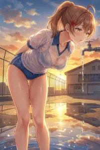 【マーシャ】夕焼けに濡れる体育着姿