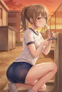 【マーシャ】運動後の給水と濡れた体操服