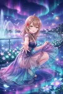 【マーシャ】オーロラの夜、幻想の水辺で