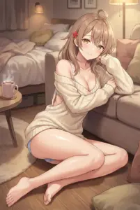 Masha Kujou’s cozy evening at home, a sweet, inviting smile