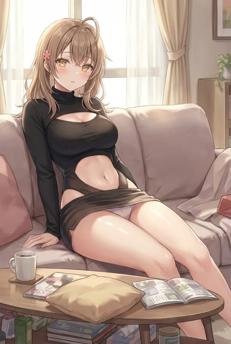 【マーシャ】ソファで魅せるカットアウトドレス姿