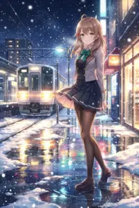 Masha Kujou: Enchanting Snowy Night at the Train Station