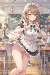 Alya’s Masha in Maid Cafe: Adorable Heart Pose & Smile