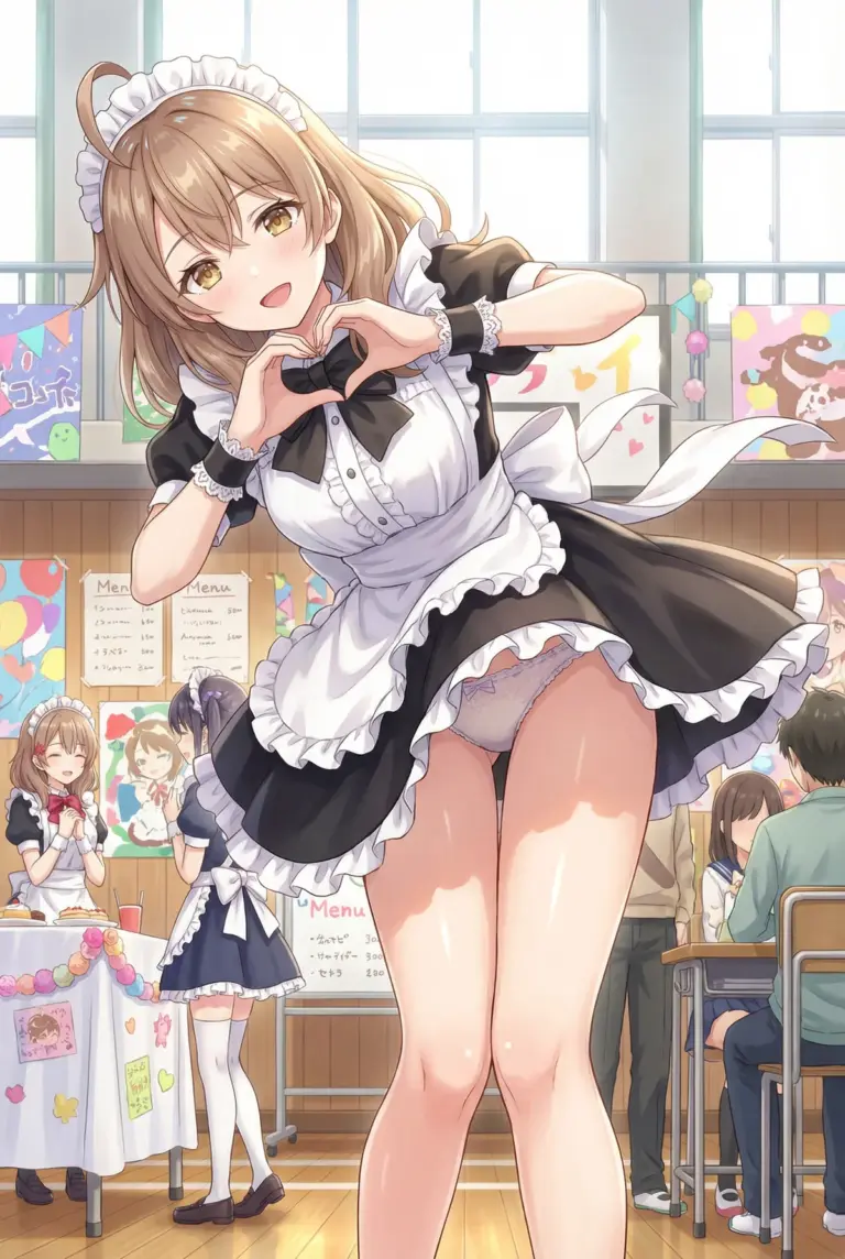 【マーシャ】学園祭のメイド姿でハートポーズ