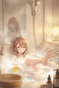 Masha’s Cozy Bubble Bath: A Relaxing Moment with Her Duck