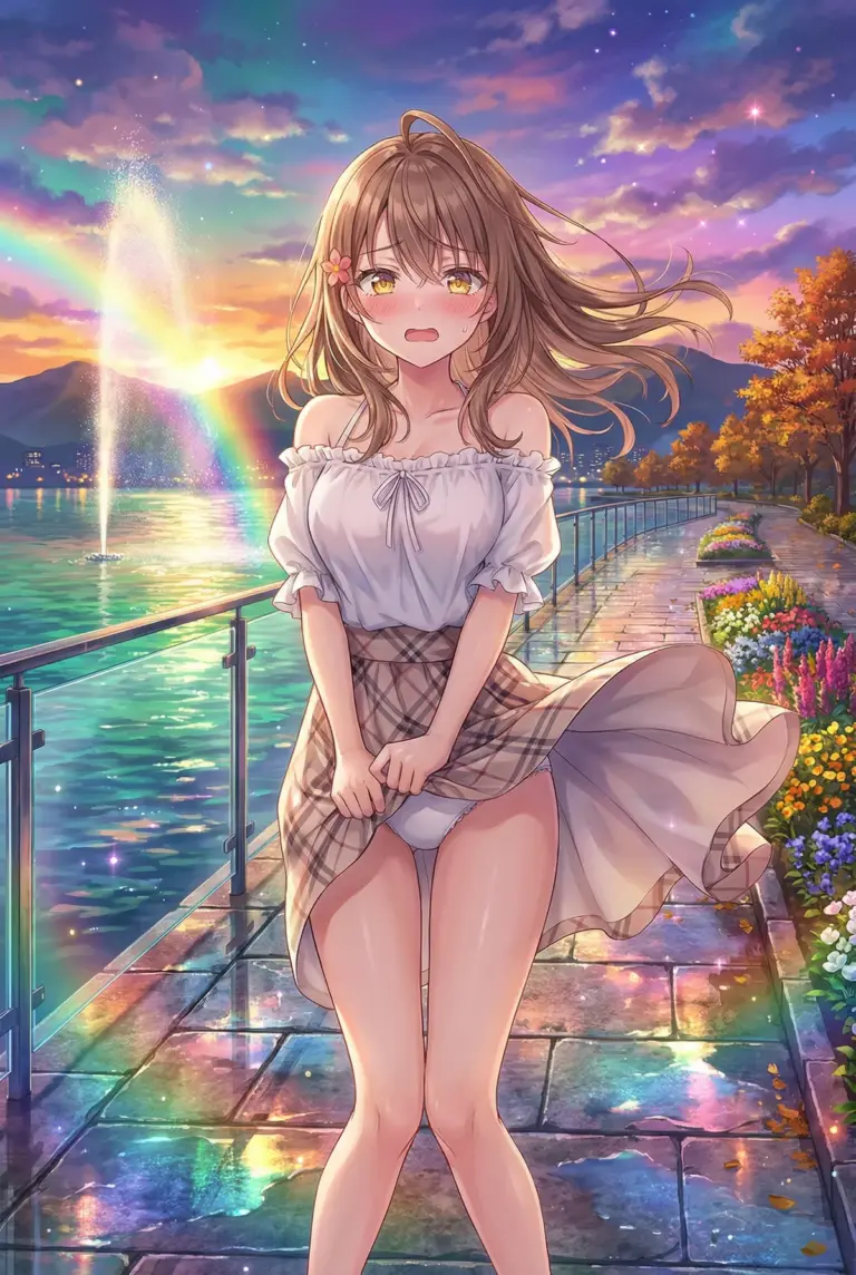 【マーシャ】風に舞うスカートと虹の湖畔