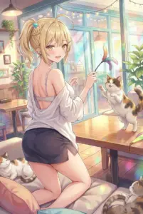 【宮前 乃々亜】猫と戯れる癒しのカフェタイム