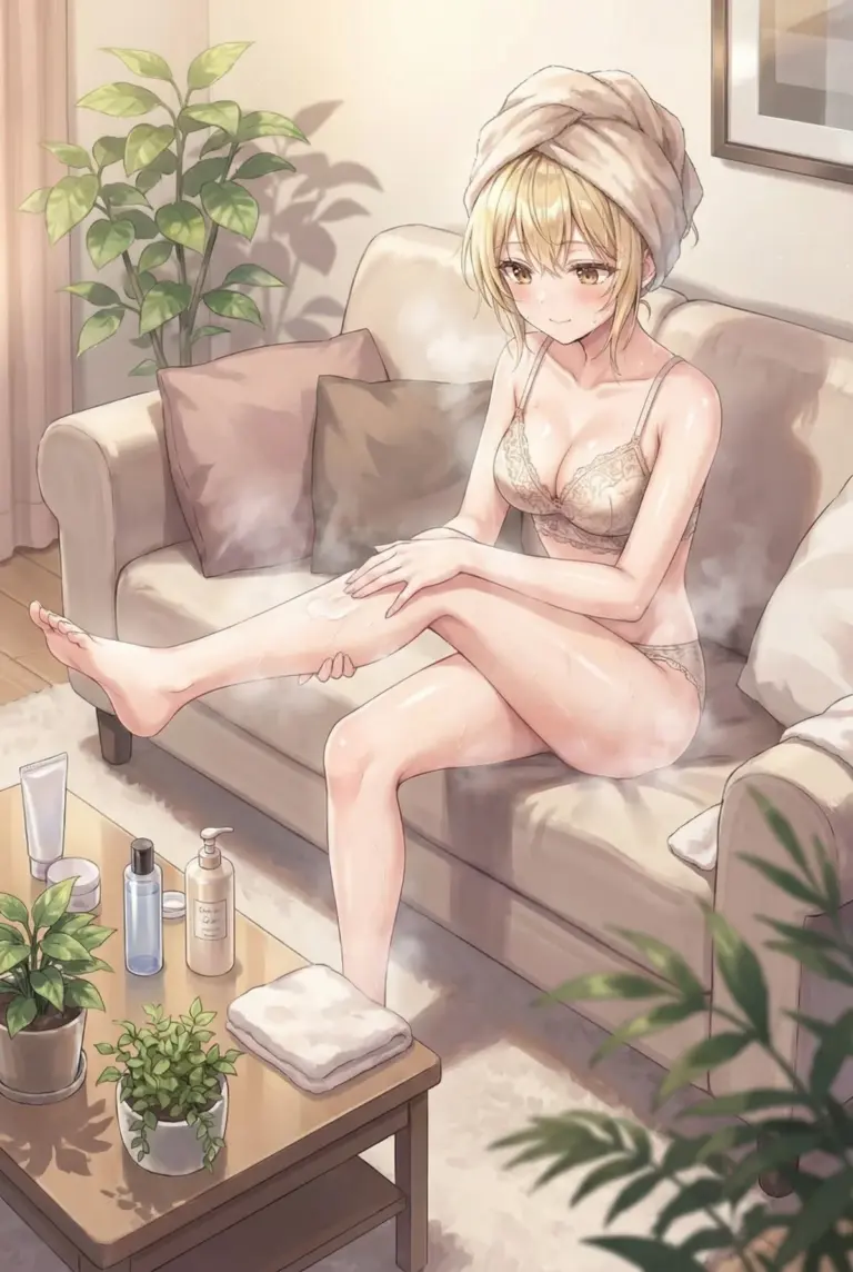 【宮前 乃々亜】美肌ケア！ソファでのひととき