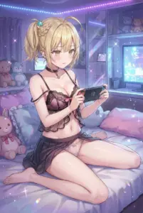 【宮前乃々亜】夜の部屋でゲームに夢中な乃々亜