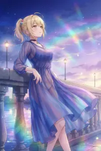 Nonoa Miyamae: Ethereal Twilight in a Sheer Dress